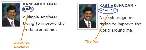 IE and Firefox Tamil font rendering